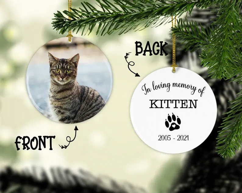 Personalized Cat Memorial Ornament Christmas Ornament  In Loving Memory Personalized Picture Keepsake