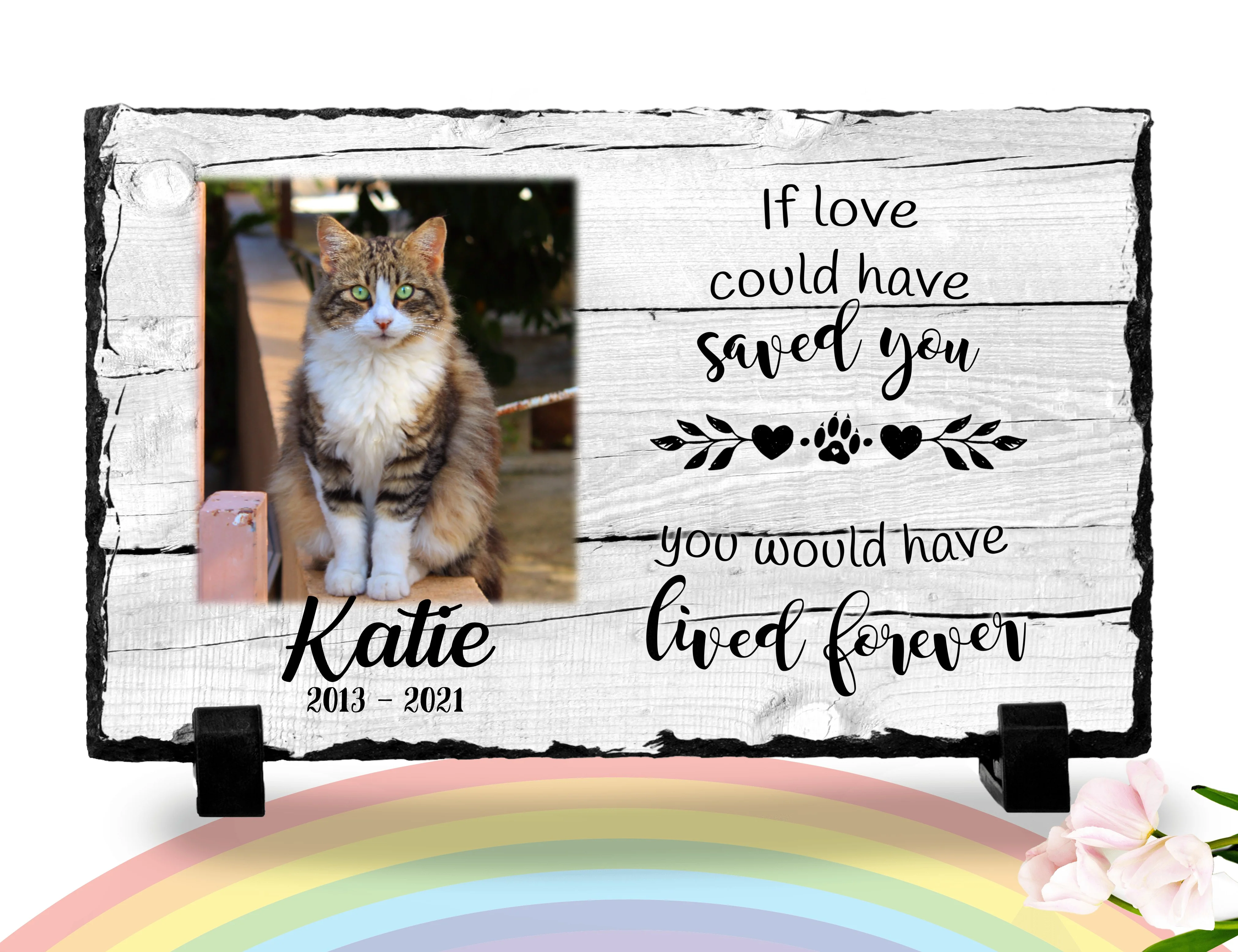Personalized Cat Memorial Plaque   If love could have saved you  Personalized Picture Keepsake