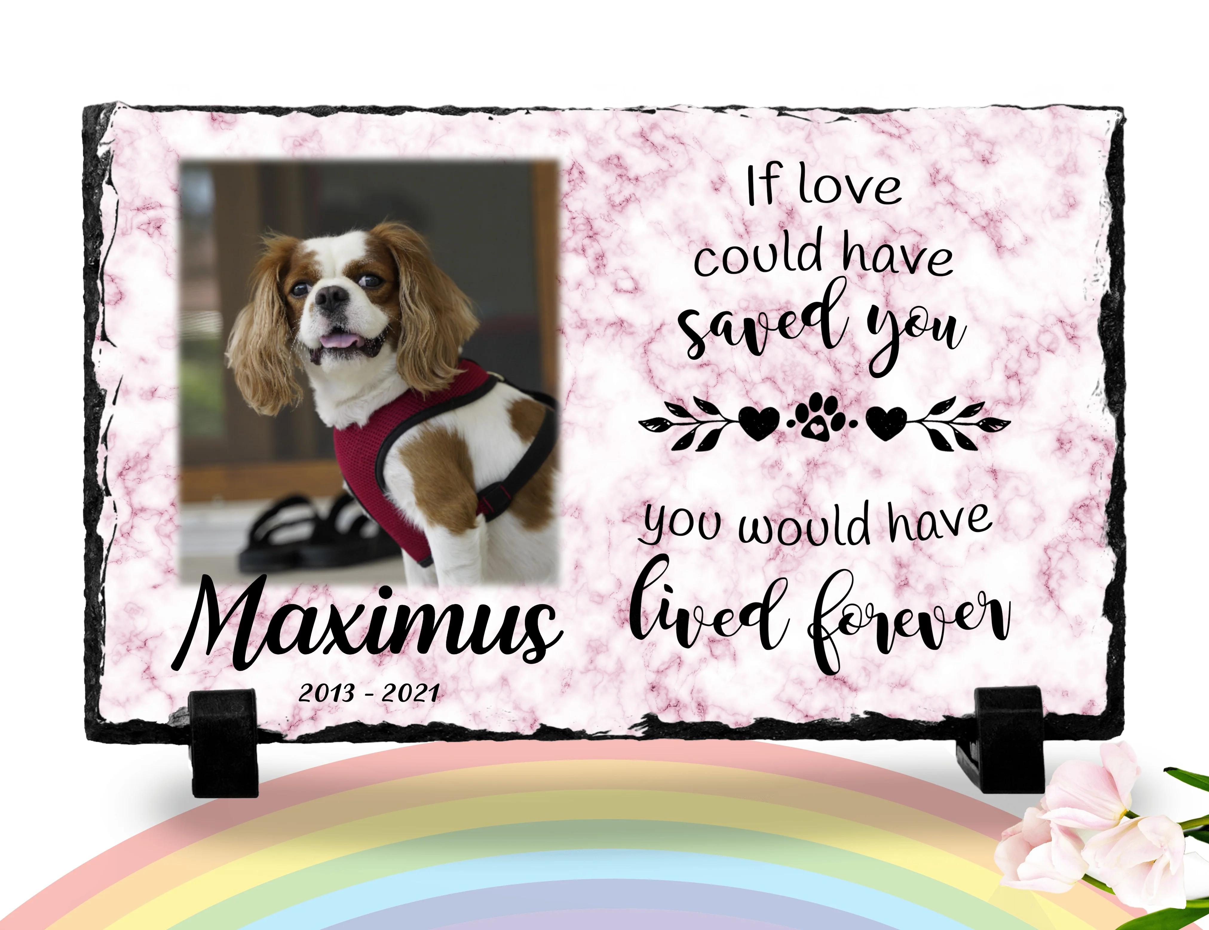 Personalized Dog Memorial Plaque   If love alone could have saved you  Personalized Picture Keepsake