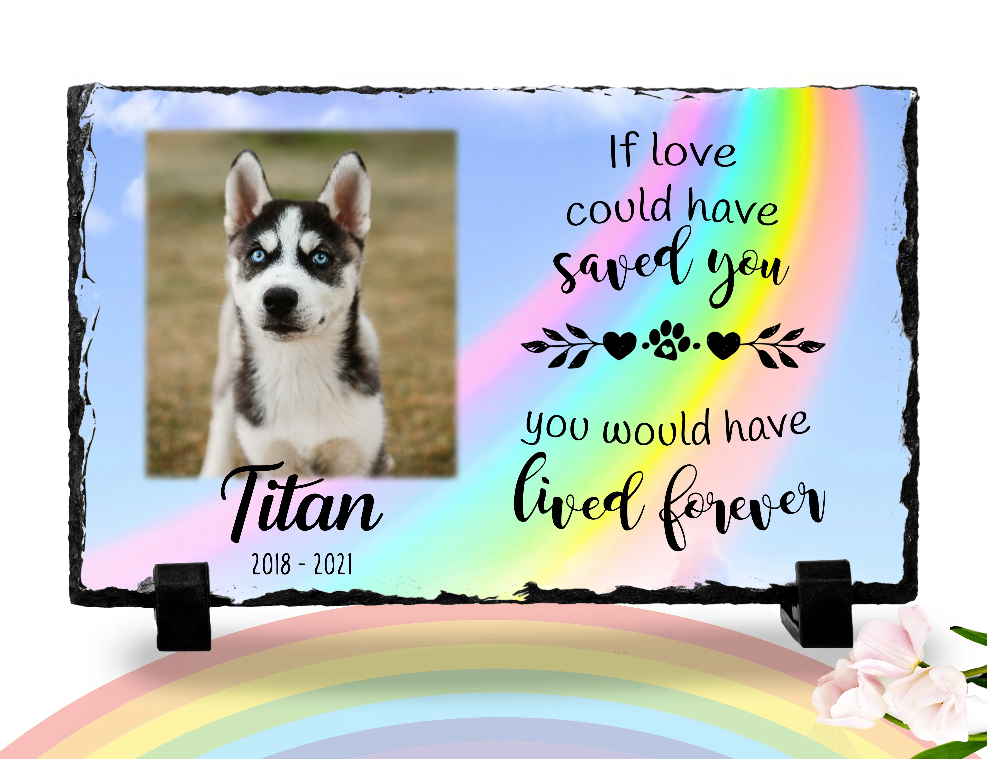 Personalized Dog Memorial Plaque   If love alone could have saved you  Personalized Picture Keepsake