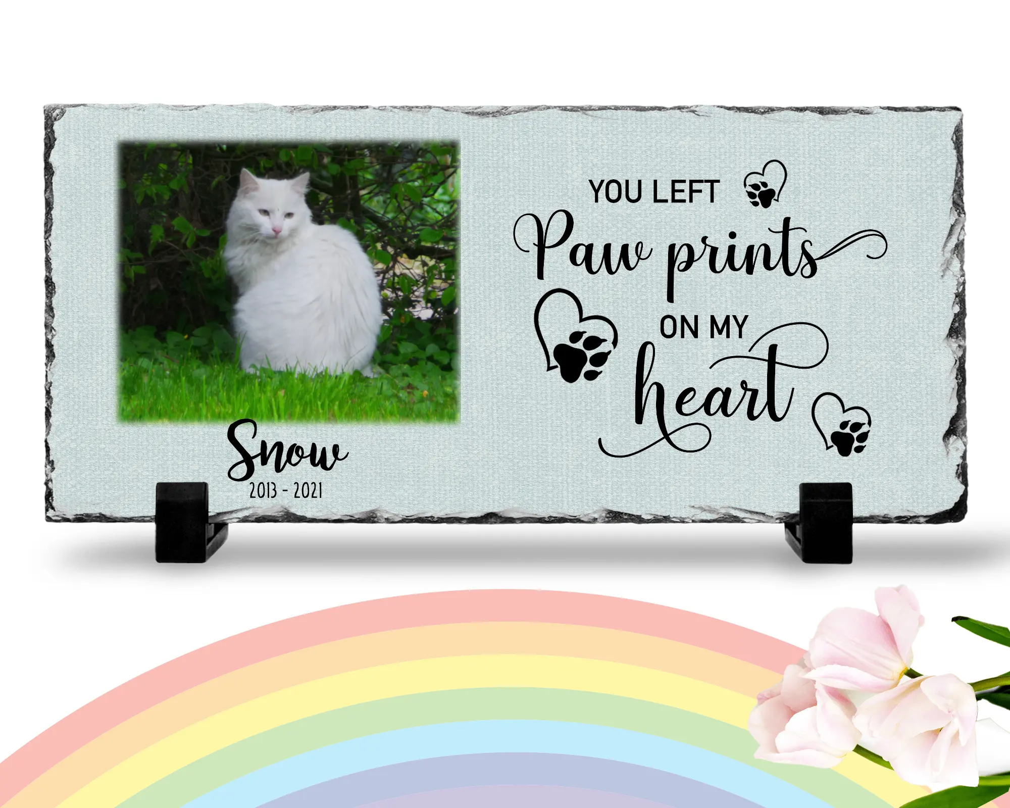 Personalized Personalized Cat Memorial Plaque You left paw prints on my heart  Personalized Picture Keepsake
