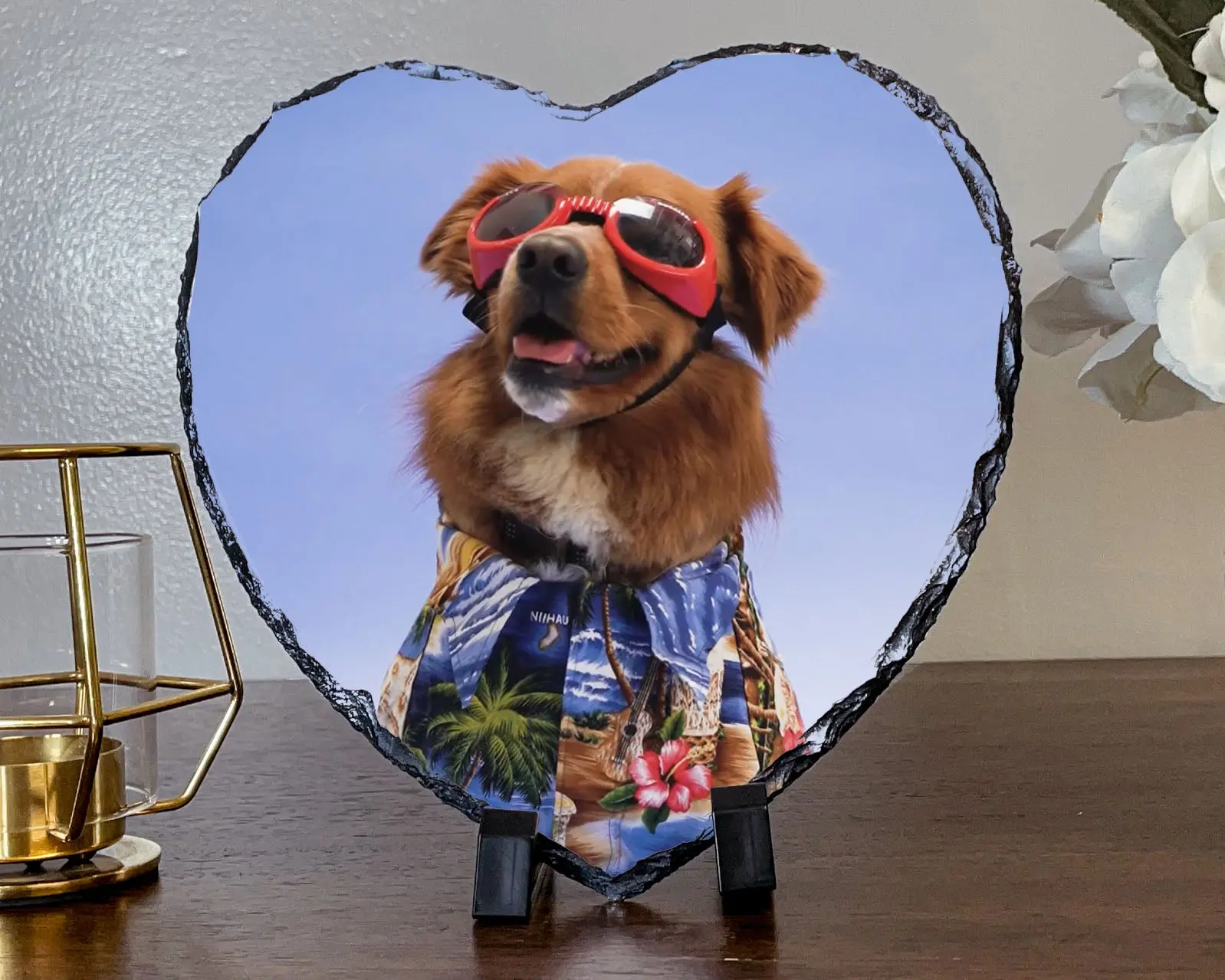 Custom Pet Portraits Personalized Pet Portrait Heart Shape Slate Picture Keepsake